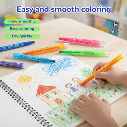 M&G Stocking Stuffers,12 PCS Twist Gel Crayons for artists,Non-Toxic Crayon Set for Glass and Paper with Clear Plastic Crayon Case, Holiday & Christmas Gift - color: 12 colors