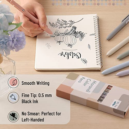 Mr. Pen- Retractable Fine Point Gel Pens, 6 Pack, Morandi Barrels | Fast Dry Black Ink, 0.5 mm Cute Aesthetic Pens for Journaling - color: Morandi Barrels