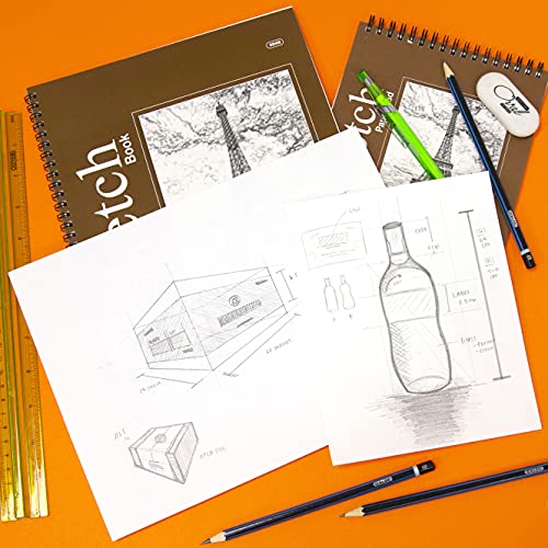 BAZIC Products Spiral Sketch Pad, Top Bound, 6 x 8 in, 50 Sheets, 2-Pack | 50-sheet spiral sketch pad, smooth drawing paper for sketching, shading - color: 50 Sheets - 6"x8", size: 2-Pack