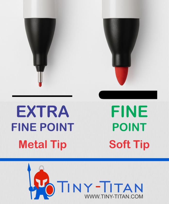 Tiny-Titan EXTRA Fine Point, Mini Markers, Permanent Ink, Metal Tip, Keychain Clip, Golf Ball Marker, Clip On Nurse's Badge - Black Ink - EXTRA Fine Point - 2 Pens