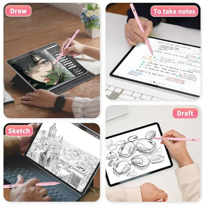 HZD Apple Pencil for iPad 2025-2018 Faster Charge Stylus Pen, Pink | with Tilt Sensitivity & Palm Rejection & Magnetic Compatible iPad 11/10/9/8/7/6, Pad Air 3/4/5, Pro 12.9"/11",Mini 6/5, M2/M4 - color: Pink
