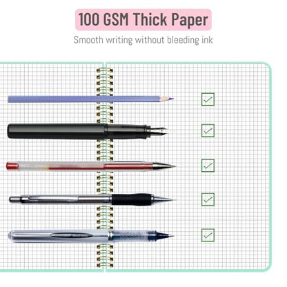 Graph Paper Notebook 8.5" x 11", A4 Mint Green Grid Notebook Journal Hardcover College Ruled Notebook for Work, 120 Pages 100GSM Large Thick Spiral Writing Journal for Women & Men - color: mint, style: Graph