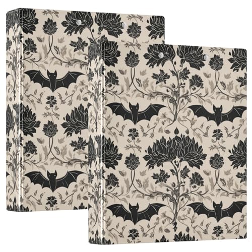 Gothic Bat Round Ring Binders Floral (9) 1.5 Inch 3 Ring Binder with Clipboard Holds 200 Sheets Office Home School - color: Multicolored 16
