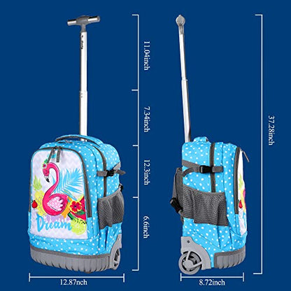 seastig Rolling Backpack 18in Wheeled Backpack with lunch bag and Pencil Case Set Roller Backpack Laptop Backpack Adults Kids