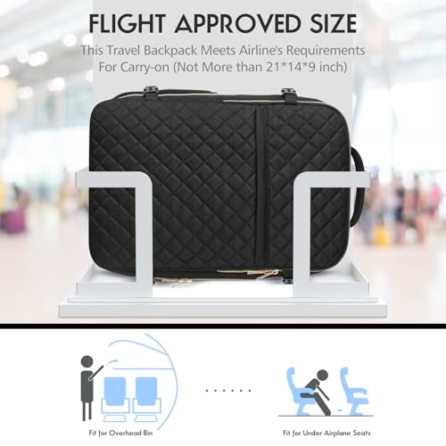MOMUVO Large Travel Backpack Women, Flight Approved Carry On Backpack, Water Resistant Anti-Theft Casual Daypack School Bag Fit 17 Inch Laptop with USB Charging Port, Black - color: Black, size: 17.3 inch