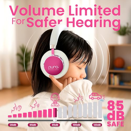 Puro Sound Labs Kids Wireless Headphones – Volume-Limiting 85dB, Built-In Mic, Studio-Grade Sound, 20-Hour Battery Life, Comfortable Fit & Easy to Connect Kids Bluetooth Headphones – BT2200 Plus, Pink - color: Pink