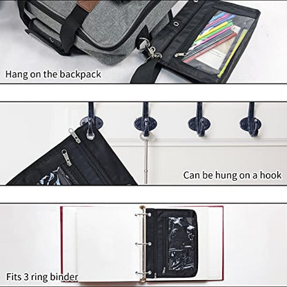 YoeeJob 2 Pack 1 Inch Expandable Zipper Pencil Pouches with Clear Window for 3 Ring Binder, Suitable for School & Office (Black) - color: Black