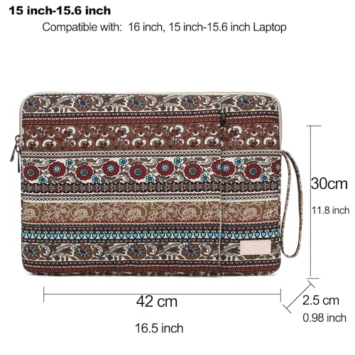 Laptop Sleeve 13.3 inch14 Inch, 15.6inchWater Resistant Traveling Computer Cover with Handle, Shockproof Protective Carrying Laptop Case (Y8-Khaki Bohemia, 15 inch-15.6 inch) - color: Y8-Khaki Bohemia, size: 15 inch-15.6 inch
