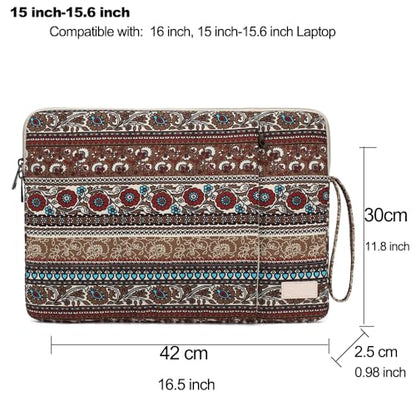 Laptop Sleeve 13.3 inch14 Inch, 15.6inchWater Resistant Traveling Computer Cover with Handle, Shockproof Protective Carrying Laptop Case (Y8-Khaki Bohemia, 15 inch-15.6 inch) - color: Y8-Khaki Bohemia, size: 15 inch-15.6 inch