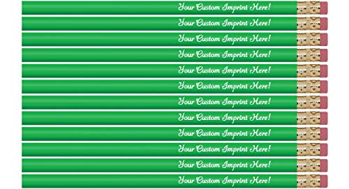 Express Pencils Personalized Pencils Round Custom Imprinted with your Name - Text - Logo - Message- 12 pkg - Includes Personalization Great Gift Idea (Bright Green) - color: Bright Green