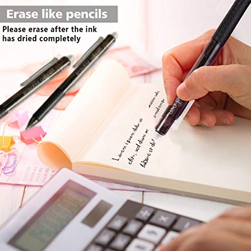 Lineon Erasable Gel Pens, 15 Pack Black Retractable Erasable Pens Clicker, Fine Point, Make Mistakes Disappear, Black Inks for School & Office - color: 15 Pack Black