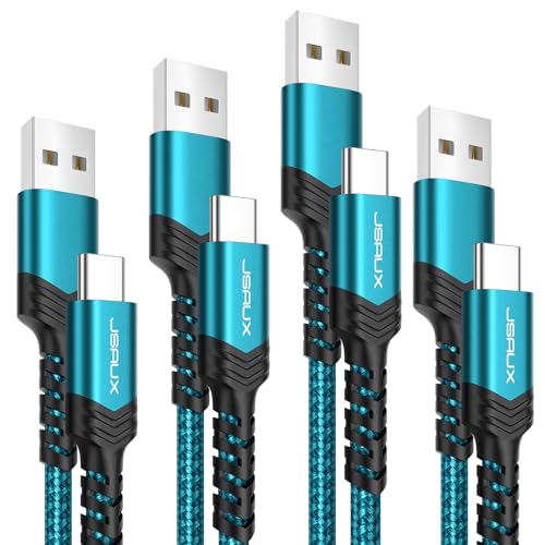 JSAUX USB C Cable 4-Pack [10ft+6.6ft+3.3ft+3.3ft], iPhone 16 Charger USB A to Type C Fasting Charging Cord Compatible with iPhone 16/16 Pro/16 Pro Max/15, Samsung Galaxy S24 S23 S22 Note 20 10 Green - color: Green, size: 3.3ft+3.3ft+6.6ft+10ft