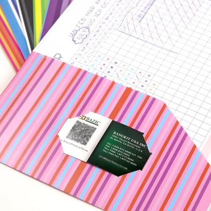 BAZIC Products Striped Poly 2-Pocket Folder, 48-Case | two interior pockets, Holds letter-size 8.5 x 11 in sheets for school and office - size: 48-Pack