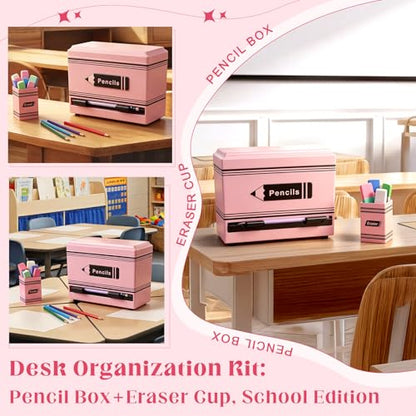 Pencil Dispenser for Classroom, 2Pcs Classroom Organization Set, Interactive Pencil Holder with Eraser Holder, Pencils Station for Teacher & Student, Teacher Must Have, Back to School Supplies(Pink) - color: Pink