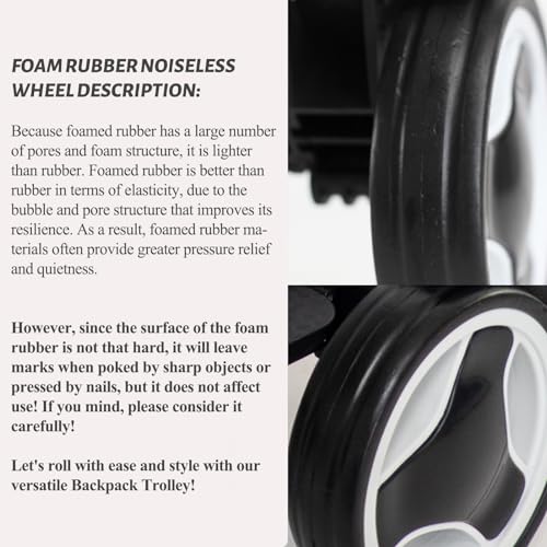 Backpack Trolley Wheeled Cart with Edge Guard Base Noiseless Big Wheels Aluminium Alloy Folding Hand Truck with Luggage Strap for Universal Backpacks Luggage cart for Teenagers,Adults,School,Travel - size: Noiseless Large Wheels with Edge Guard