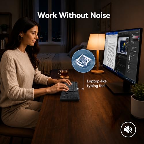 Wireless Bluetooth Keyboard, Full Size Multi-Device Keyboard for PC, Laptop | Connect Up to 3 Devices With Bluetooth or Usb and Enjoy Quiet, Comfortable Typing All Day.