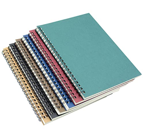 Yansanido Spiral Notebook, 6 Pcs A5 Craft Softcover 8mm Ruled 6 Color 60 Sheets -120 Pages Journals for Study and Notes(6 color)