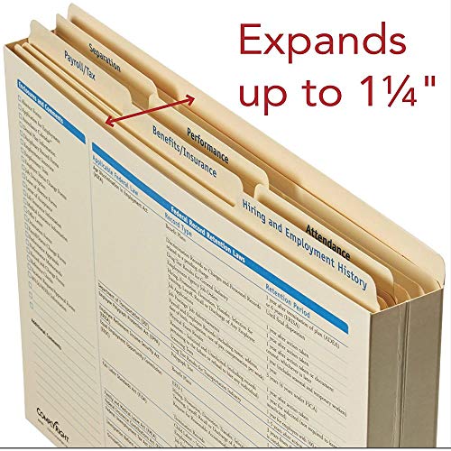ComplyRight Expanded Employee Record Organizer and 6 Folder Sets | Pack of 25, 9-1/2" x 12” x 1-1/4”, Document Filing Folder for Businesses, Employee Management Documentation Office Supplies - style: 6-Folder Set