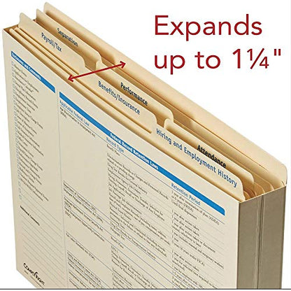 ComplyRight Expanded Employee Record Organizer and 6 Folder Sets | Pack of 25, 9-1/2" x 12” x 1-1/4”, Document Filing Folder for Businesses, Employee Management Documentation Office Supplies - style: 6-Folder Set