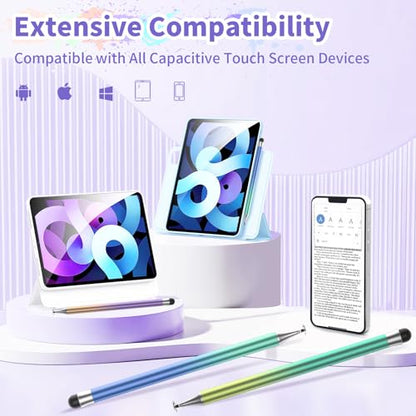 Stylus Pens for Touch Screens, Round Disk Tip Stylus Pen for iPad Compatible with/Tablet/Android/iPad/iPhone/iOS and All Capacitive Touch Screens (Corlorful-3pcs)