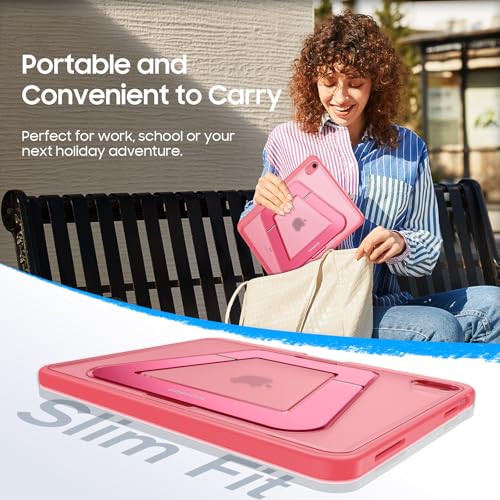 Fintie Shockproof Case for iPad (A16) 11th Generation 11 Inch (2025), iPad 10th Generation 10.9 Inch (2022) - [Built-in Pencil Holder] Slim Frosted Protective Cover with Multi-Angle Kickstand, Pink - color: Pink