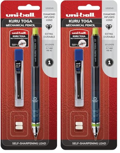 uniball Kuru Toga Mechanical Pencil Starter Kit,0.7mm HB#2,(Pack of 2) - size: 1 Count (Pack of 2)