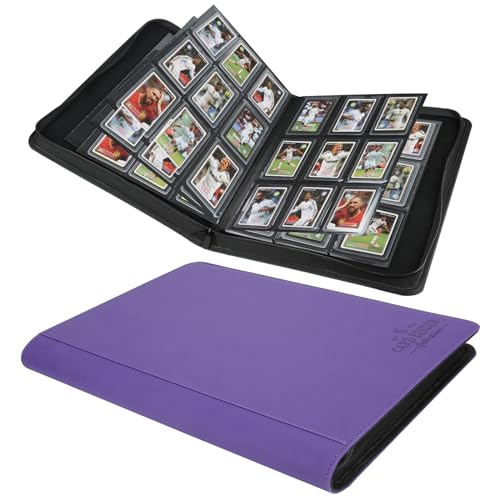 Toploader Binder,Toploader Hard Cases, 9-Pocket Pages Sleeves Hold up 288 Cards.Toploader Card Binder with Sleeves for “3×4” rigid，Card Holder(purple) - color: purple1, size: 9 Pocket 288 Toploader