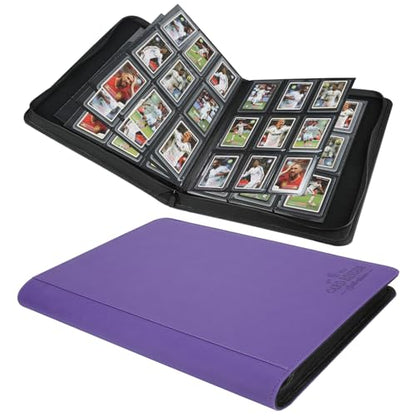 Toploader Binder,Toploader Hard Cases, 9-Pocket Pages Sleeves Hold up 288 Cards.Toploader Card Binder with Sleeves for “3×4” rigid，Card Holder(purple) - color: purple1, size: 9 Pocket 288 Toploader
