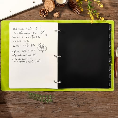 8 Tab Black Binder Dividers, Plastic Binder Dividers for 3 Ring Binders, 8.3 x 11 Inch Index Divider for Binders, 3 Hole Punched Page Divider for Office School Notebooks - color: Black