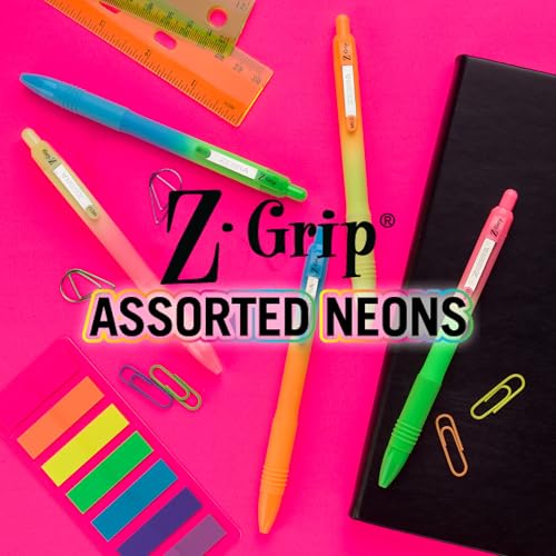 Zebra Pen Z-Grip Ombre Neon Retractable Ballpoint Pen, Black, 1.0mm, 18-Pk | Smooth Writing, Medium Point Tip, Ideal for Planners, Note-Taking, School and Office Supplies, and Everyday Writing (23018) - color: Black Ink Neon Barrel B