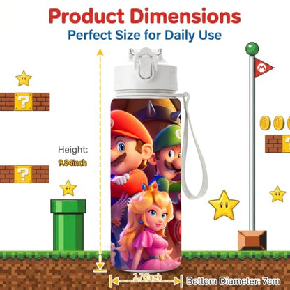 Cartoon Huntrix Water Bottle for Girls, 25oz Leak Proof with Straw Lid, Gifts for Girls (Mario) - color: Mario