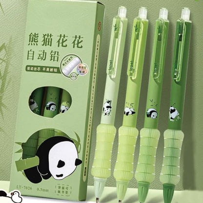 MOZXIRZ 4 Pcs Mechanical Pencils 0.5mm Cute Panda Mechanical Pencil Kawaii Cartoon Pencils School Pencil for Students Women (4Pcs Panda) - color: 4Pcs Panda