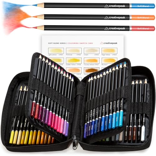 Creativepeak Premium Colored Pencils for Kids & Adults Coloring Books - 72 Vibrant Colors with Swatch Card - Professional Coloring Pencil Set with Soft Wax Cores & Zip-Up Travel Case - size: 1 count (Pack of 72)