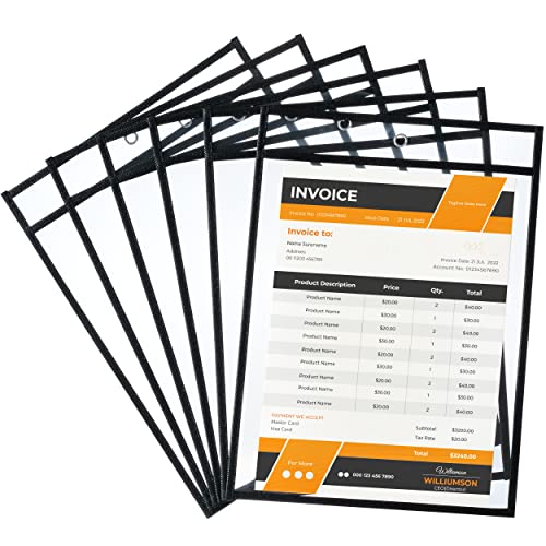 Mr. Pen- Reusable Dry Erase Pocket Sleeves, 10.2" x 14", 6 Pack, Black | Clear Plastic Paper Sleeves, Ticket Holders, Clear Plastic Sheet Protectors, Teacher, School, Classroom Supplies - color: Black, size: 6 Pack