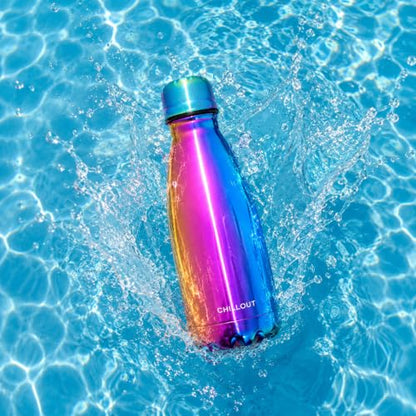 CHILLOUT LIFE 12oz Kids Insulated Stainless Steel Water Bottle, Leak Proof | Small Metal Water Bottle, Keeps Drinks Cold 24H & Hot 12H, Leak-Proof Screw Lid, Perfect for School, Travel & Sports - color: Magic Rainbow