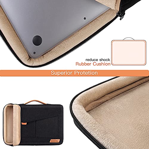 DOMISO 15-15.6 Inch Laptop Sleeve Bag Water Resistant Briefcase Messenger Shoulder Bag for ThinkPad L580/16 MacBook Pro/IdeaPad 320/Dell XPS 15/HP Envy x360/ASUS ROG Zephyrus/Acer Chromebook,Black - color: Black, size: 15 - 15.6 Inch
