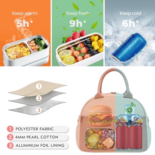 Lunch Bag for Girls and Women, Cute Preppy Lunch Bag with Chenille Letters, Insulated Large Capacity Lunch Tote with Detachable Strap for School, Work & Picnic, Coffee - color: Coffee
