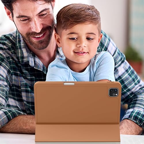 ZryXal iPad Pro 11 Inch Case (M5) 2025/ (M4) 2024 (Model: A2836/A2837/A3006), Trifold Stand Smart Cover with Pencil Holder and Soft TPU Back, Auto Wake/Sleep (New Brown) - color: New Brown