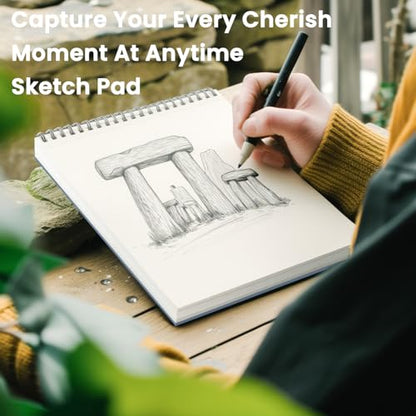 Cewei Drawing Pad 9x12, 100 Sheets Hardcover Spiral Bound, 68lb/100gsm White Paper Drawing Pad for Kids. - color: Mist Blue, size: 9" x 12" (Pack of 1)