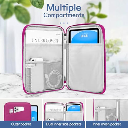 Dadanism 9-11 Inch Tablet Sleeve Bag Carrying Case, Fuchsia | Fits iPad (A16) 11th Gen 11", iPad 10th Gen 10.9" Air 5/4, iPad Air M4/Pro 11", iPad 9/8/7th 10.2", Galaxy Tab A11+ Plus 11" - color: Fuchsia, size: 9-11 inch