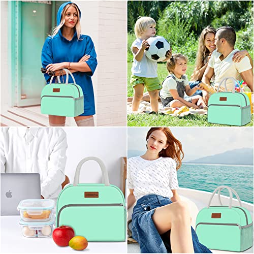 Coobiiya Lunch Bag Women, Lunch Box Bag for Women Adult Men, Small Leakproof Cute Lunch Tote Large Capacity Reusable Insulated Cooler Lunch Container for Work/Office/Picnic/Travel-Green - color: Green