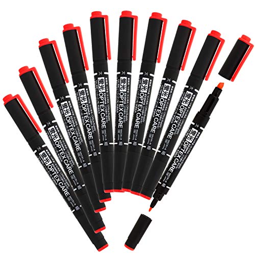 Zebra Highlighter, Optex Care, Red, 10 Count B-WKCR1-R - color: Red 10pcs