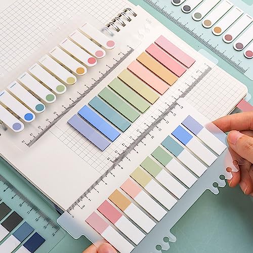 2400 Pcs Morandi Sticky Tabs, 12 Sheets Sticky Index Tabs, Book Tabs, Page Markers, Colorful Book Annotating Tabs, Page Tabs, Sticky Flags, Transparent Sticky Note Tabs, File Index Tabs with Ruler - style: 2400pcs sticky tabs