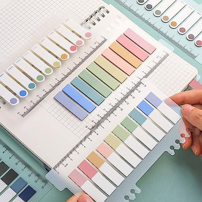 2400 Pcs Morandi Sticky Tabs, 12 Sheets Sticky Index Tabs, Book Tabs, Page Markers, Colorful Book Annotating Tabs, Page Tabs, Sticky Flags, Transparent Sticky Note Tabs, File Index Tabs with Ruler - style: 2400pcs sticky tabs