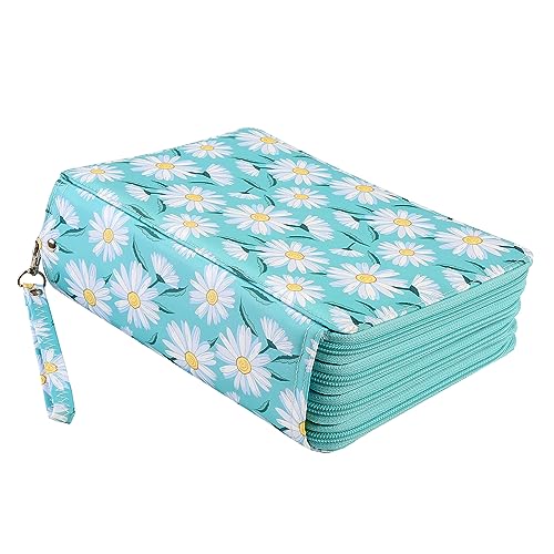 Portable Colored 200 Slots Pencil case Organizer with Printing Pattern for Watercolor Pencils, Colored Pencils - color: Daisy, size: 200