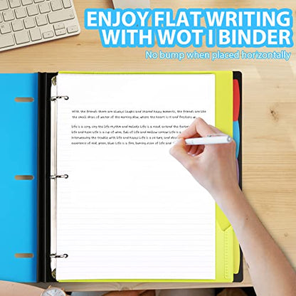 WOT I 1-Pack Telescoping 3 Ring Binder Notebook - Customizable Cover, 5 Dividers & Pocket Folder in One Slim Organizer (60 Sheets Included), Blue - color: Blue, size: 1 Pack