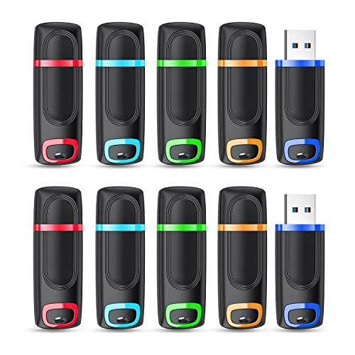 RAOYI 10 Pack 32GB Flash Drive, USB 3.0 High Speed Memory Stick Thumb Drive Jump Drive Zip Drive for Data Storage and Backup (Multicolor) - color: Mixed Color 10 Pack, size: 32GB-3.0