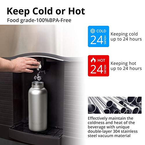 Triple Tree 34OZ Vacuum Insulated Stainless Steel Water Bottle, Double Wall Wide Mouth Lids Keeps beverage Hot or Cold Sweat Proof - color: Insulated, size: 34 Ounces