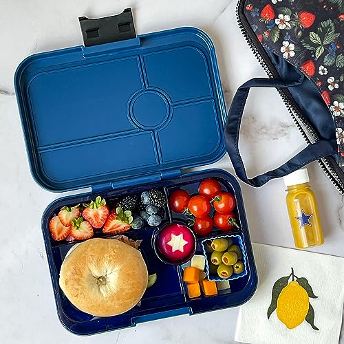 Yumbox Tapas Leakproof Bento Lunch Box: 4.2 Cups Larger 5-Compartment Design in Monte Carlo Blue with Jungle Tray- for Adults and Bigger Kids - color: Dark Blue