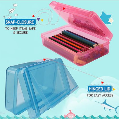 SFLHHDM Large Pencil Box, Double Layer Capacity Pencil Holders, Hard Pen Case with Snap-tight Lid, Plastic Pencils Case for Office School, Pen Boxes Storage Organizer (Blue+Yellow+Pink-3Pcs) - color: Blue+Yellow+Pink-3Pcs